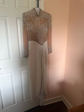 Lillie Rubin Champagne Sequin Evening Dress